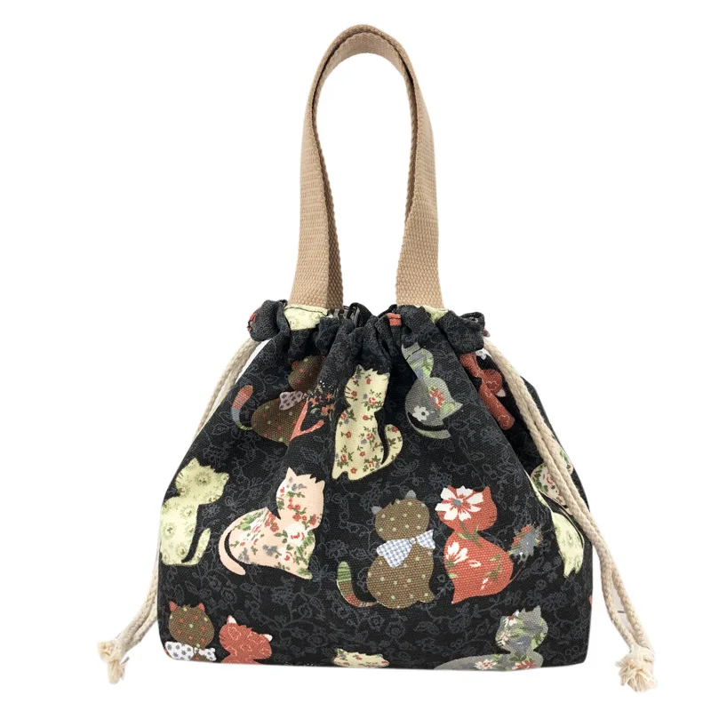 Japanese Cute Bento Bag Tote Canvas Lunch Bags Cartoon Anime