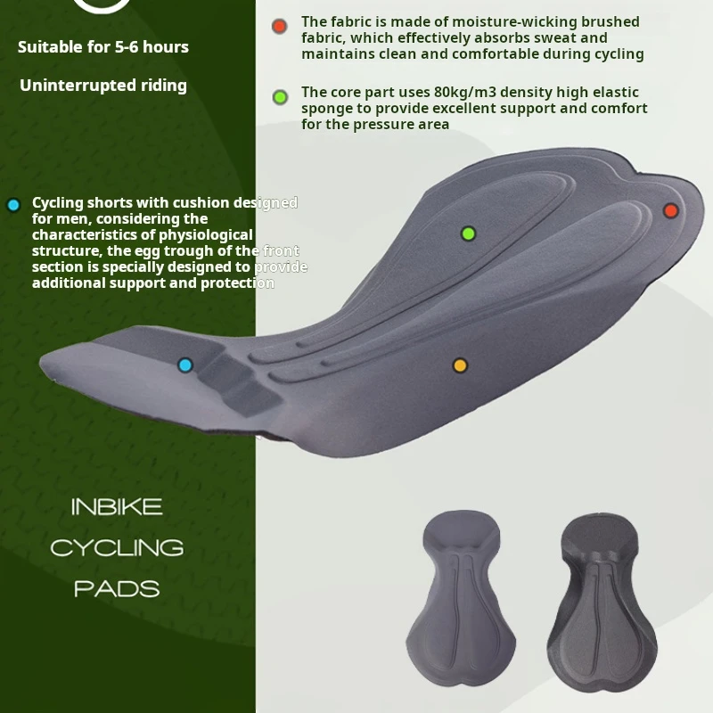 INBIKE Men's Cycling Bib Shorts Quick-Drying Fabric 3D Sponge Padding Excellent Elasticity Convenient Pocket for MTB Road Biking