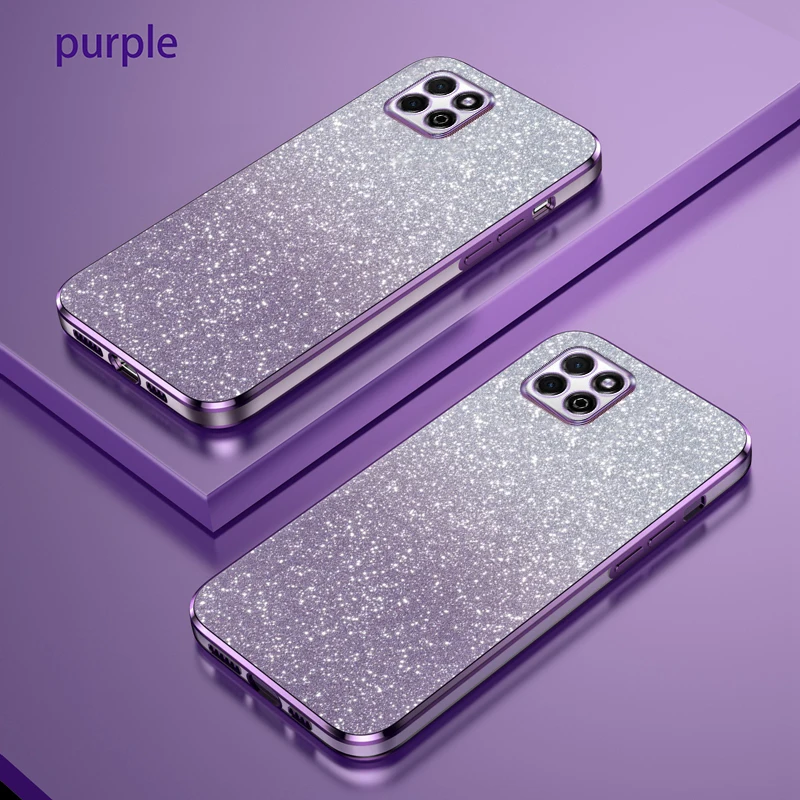 Luxury Gradient Glitter Plating Silicone Phone Case – Elegant and Stylish Protective Back Cover