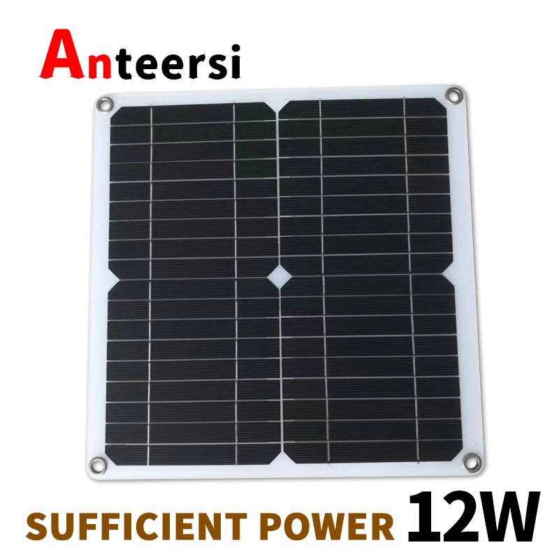 12W 5V Solar Panel USB Waterproof Outdoor Hike Camping Portable Cells