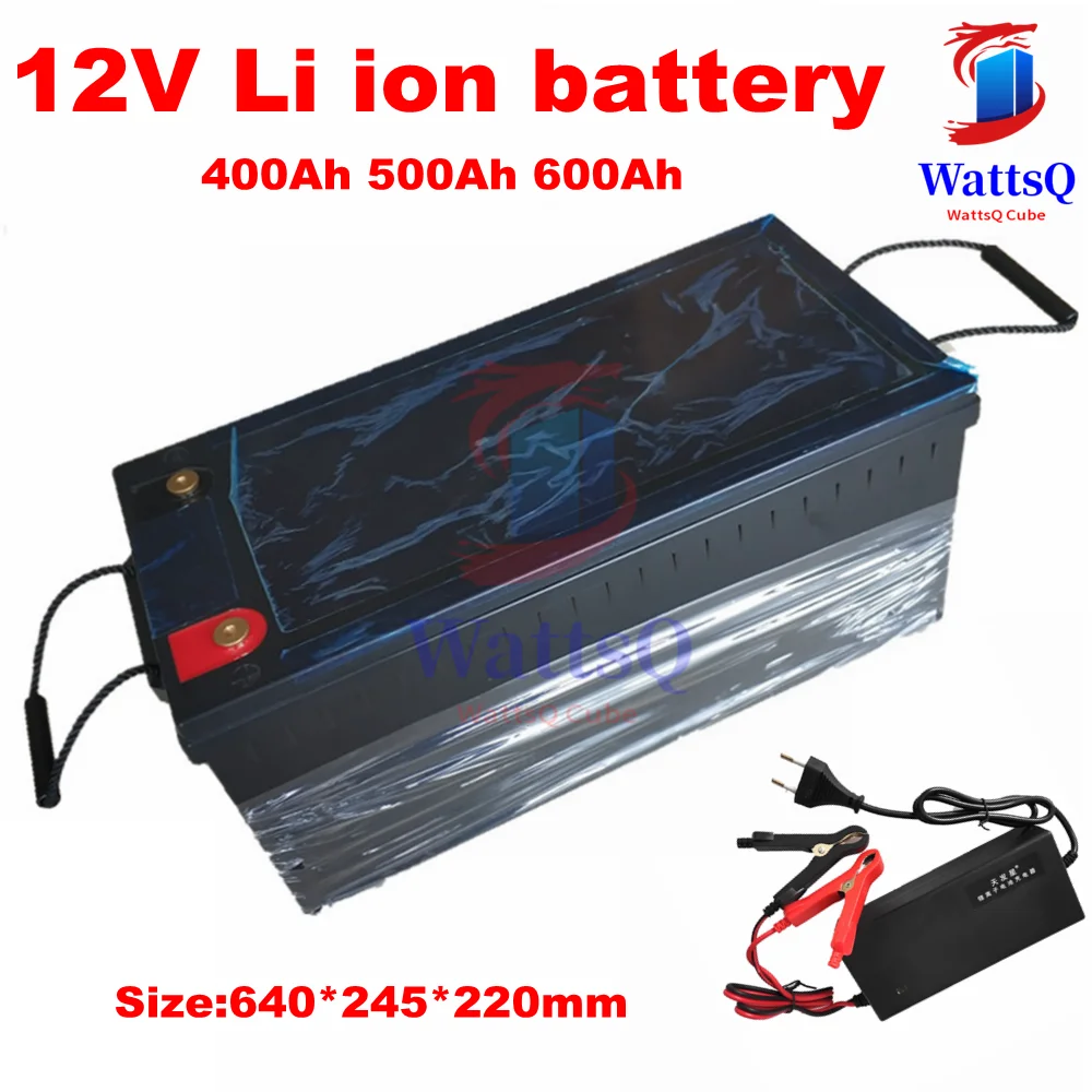 

Waterproof case 12V 400Ah 500Ah 600Ah 1000Ah Li-ion battery with BMS for Solar System Emergeny Storage+20A Charger