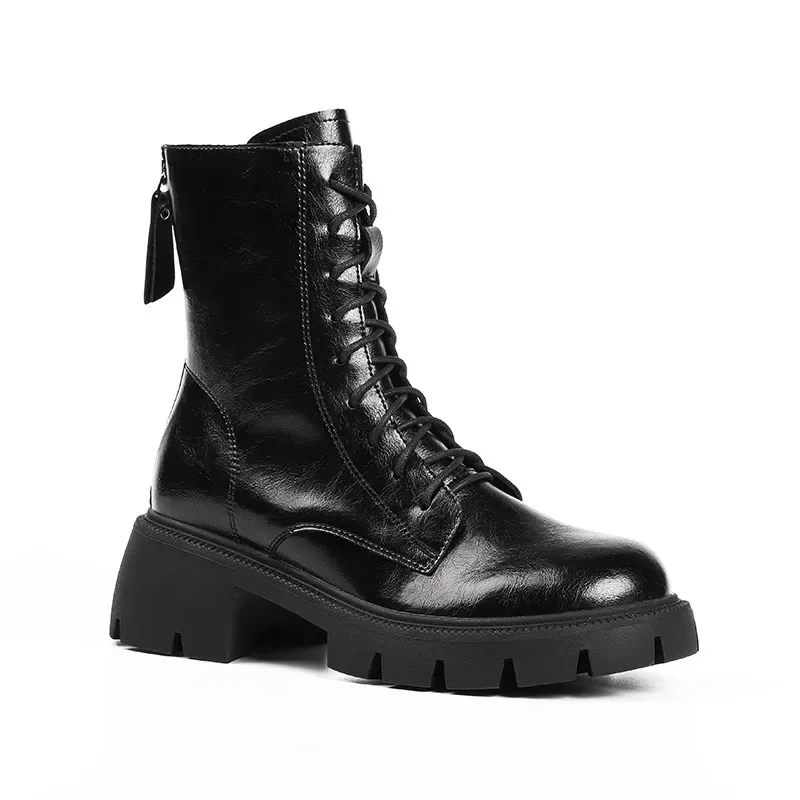 

Summer Thin Bottom Chunky Heel Martin Boots Women's British Style Genuine Leather Ankle Boots Boots Women shoes boots