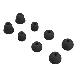 Premium Soft Silicone Earbuds Replacement Tips - Multi-Size, 4 Pairs (Black)