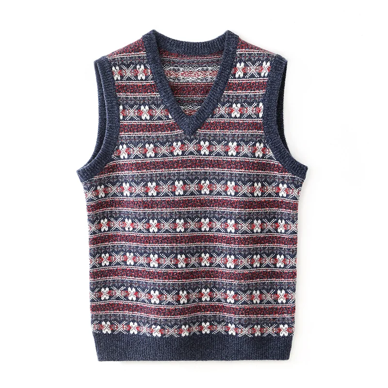 Men's Cashmere Wool Waistcoat Autumn Winter V-Neck