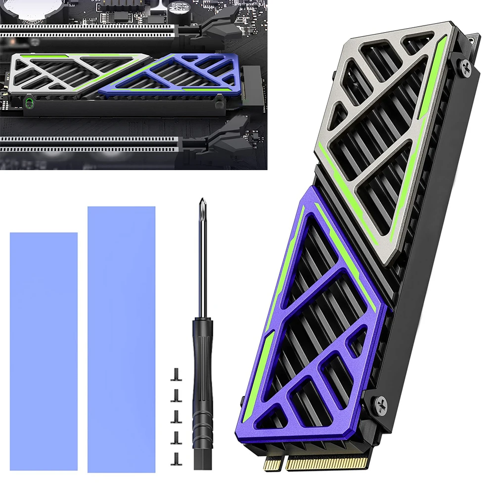 NVME NGFF 라디에이터 마그네슘 알루미늄 합금 솔리드 스테이트 드라이브 방열판, 열 실리콘 패드, PC 및 PS5 용 M.2 방열판 쿨러