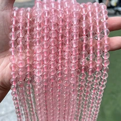 Natural Southern Jade Dark Stone Beads for Jewelry Making - Round Spacer Jasper Beads in Various Sizes (Pink Quartz)