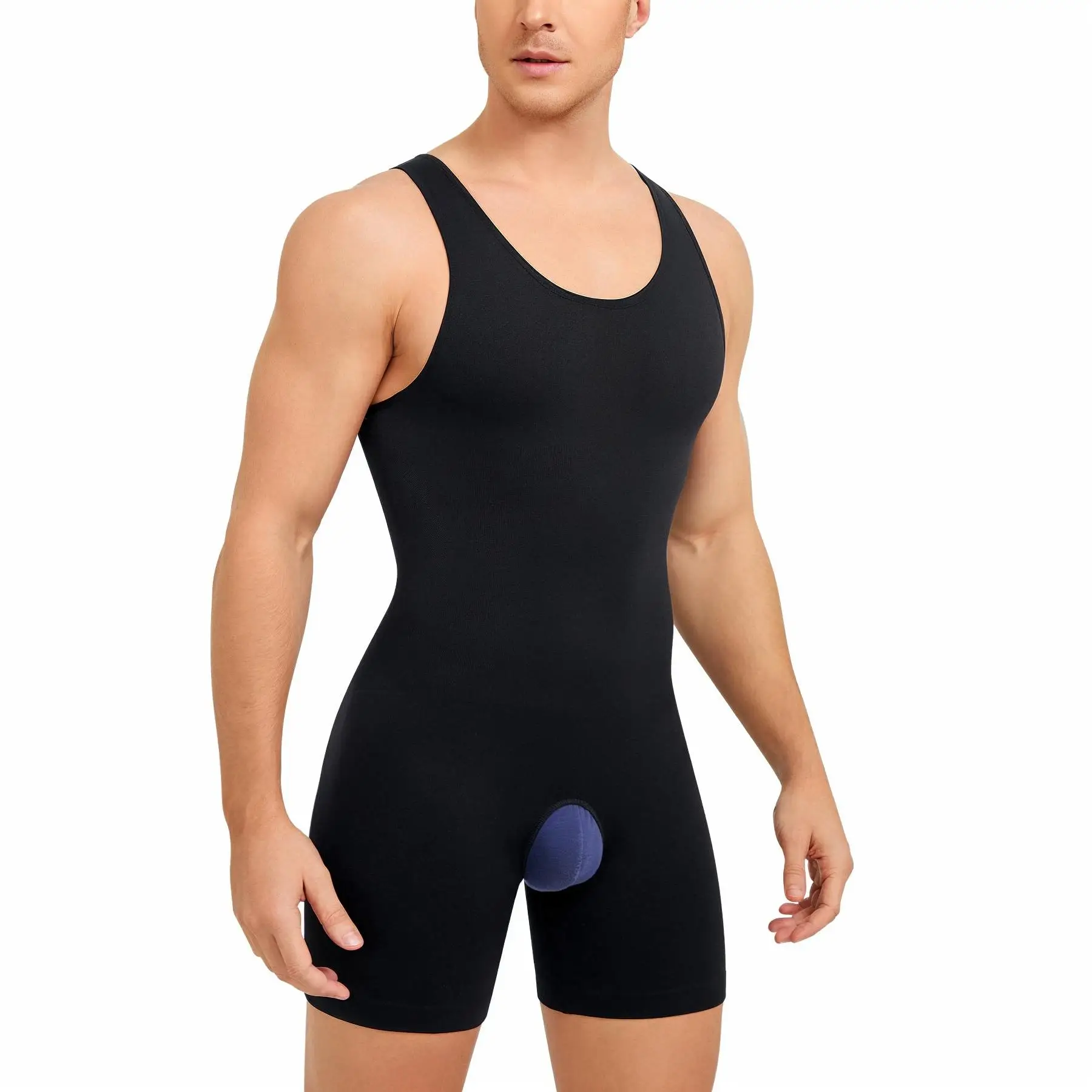 Mens sleeveless full body shaper underwear slimming compression