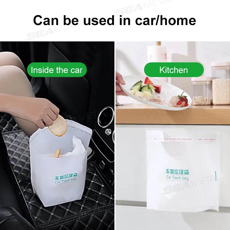 SEAMETAL Disposable Garbage Bags Waterproof Traceless Self-Adhesive Trash Bag Rubbish Storage Bag for Car/Home/Office/Kitchen