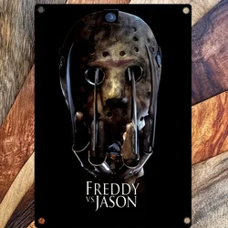 Rustic Horror Movie Decor Iron Sign with Classic Mask Design - Perfect for Home, Kitchen, or Bar (WHITE)