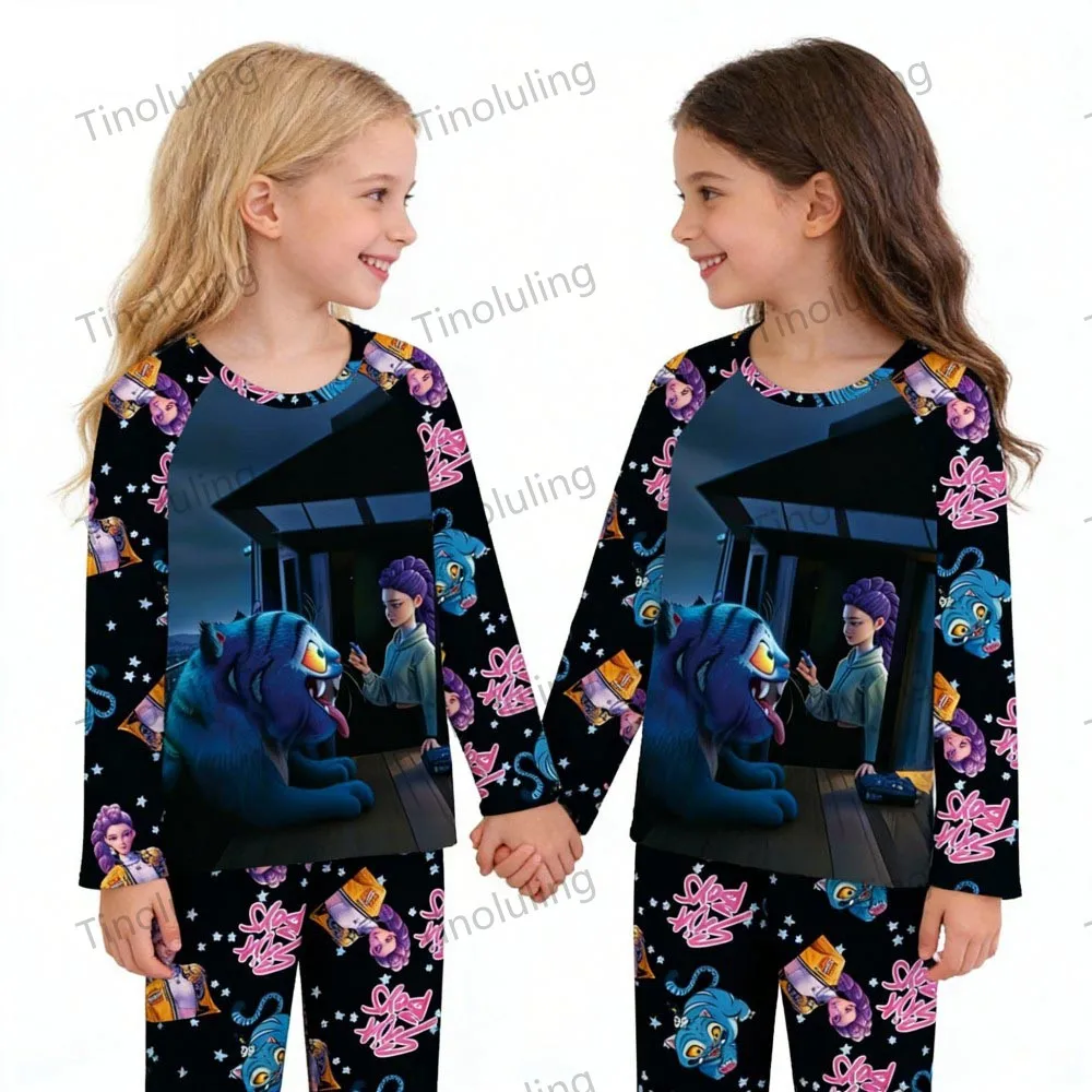 KPop Demon Hunters Huntrix Kids Pajamas Set Long Sleeve Girls Clothing 2pcs Children's Sleepwear Cartoon Boys Nightwear 3-14Y S8a5cb4b39d514aa498cbcb43aed36e20y
