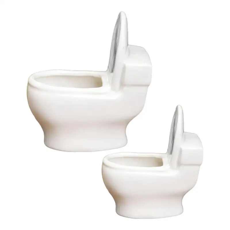 

Toilet Planter Ceramic Creative Toilet Shape Flower Pot Indoor Plant Pots Mini White Succulent Plant Pot with Drainage Holes
