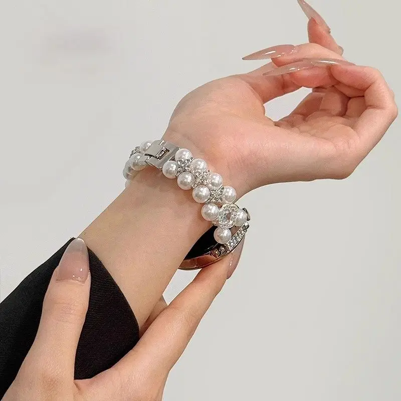 Elegant Diamond-Studded Pearl Strap – Premium Design