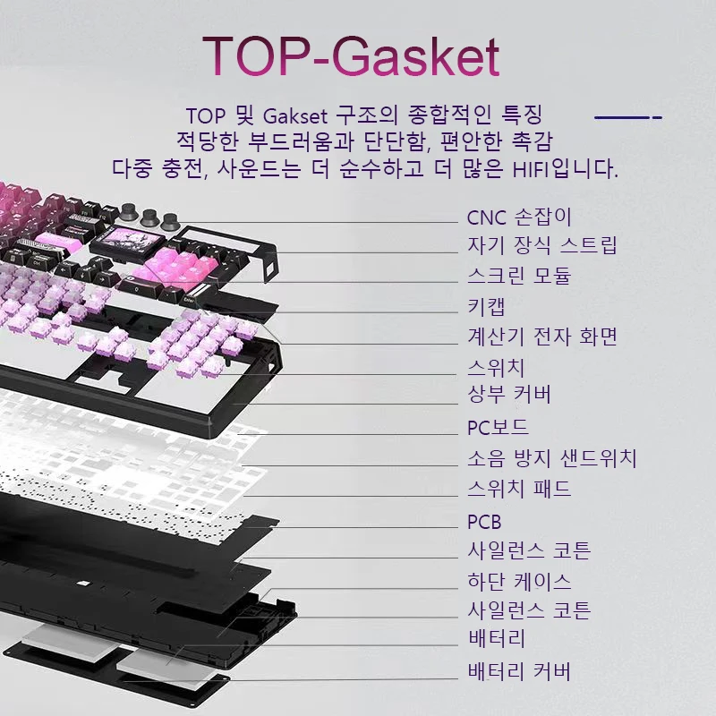 SKYLOONG GK104 Pro 무선 기계식 키보드 풀 사이즈 게이머 키보드 RGB 백라이트 음성 계산기 PC용 8K 폴링 레이트