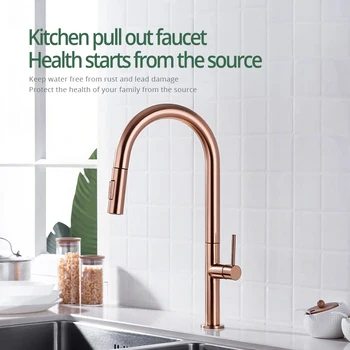 ก๊อกน้ำห้องครัวแบบหมุนได้ 360 องศา ก๊อกน้ำแบบดึงออกได้ ก๊อกผสมน้ำร้อนน้ำเย็นแบบมือจับเดี่ยว 2