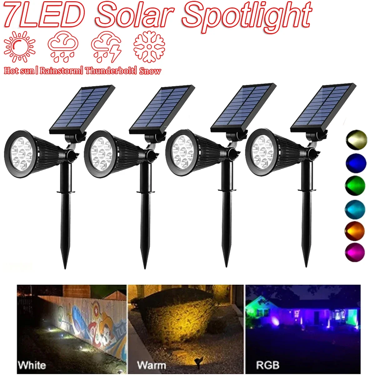 Hight Quality Solar Lawn Lamp Spotlights Outdoor Ip65 Waterproof 7LED Landscape Light Villa Garden Yard Decor Powered Lights