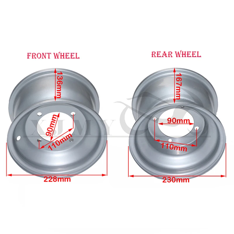 8 inches front and rear wheel hub suitable for Atv quad ATV karting 19x7-8 18x9.50-8 21x7-8 tubeless tire