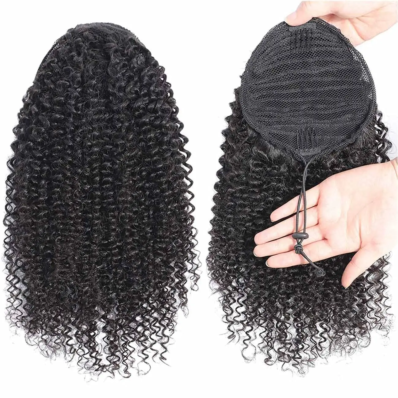 Drawstring Ponytail Human Hair 4c Afro Kinky Curly Ponytails Real Mongolian Remy Hair Pony tail Clip In Extensions Bundles 100g
