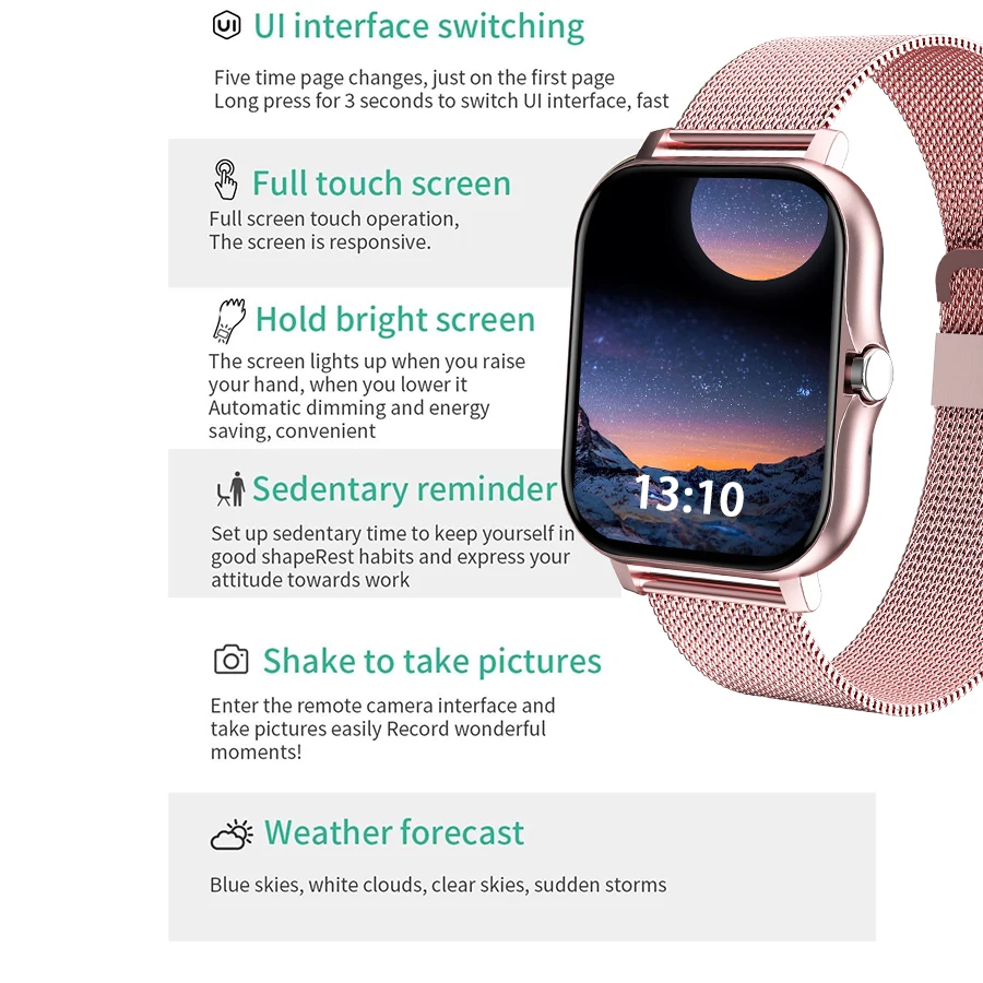 Smart Watch, Wireless Call/Dial, Multiple APP Reminders, Suitable for Men and Women, Sports Watch, Compatible with IPhone/Andrio - 6