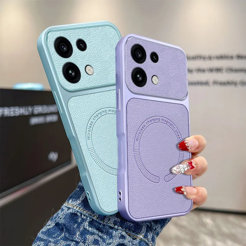 Magnetic Shockproof PU Leather Texture Non-Slip Protective Phone Case
