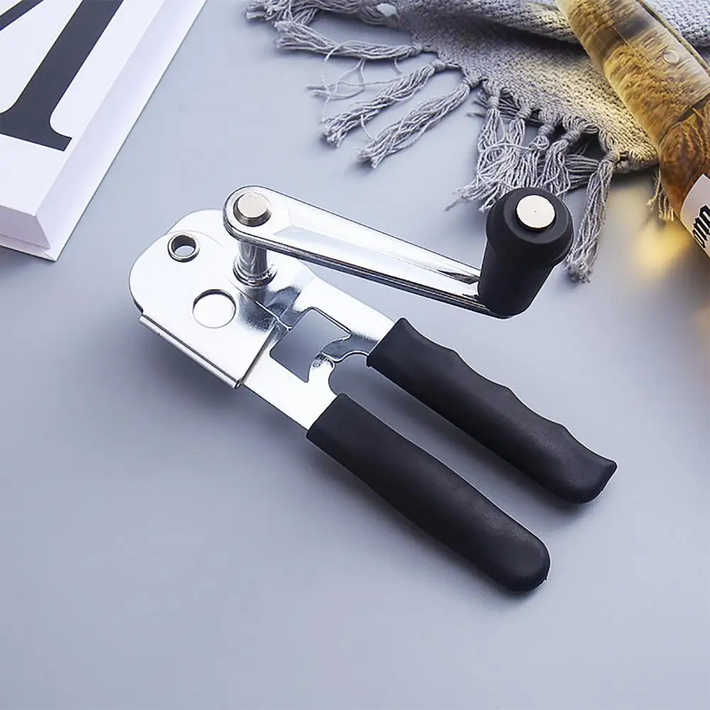 

Stainless Iron Opener Heavy Duty Opener with Comfortable Grip 360 Degree Hand-cranking Handle Sharp Cutter Multifunctional
