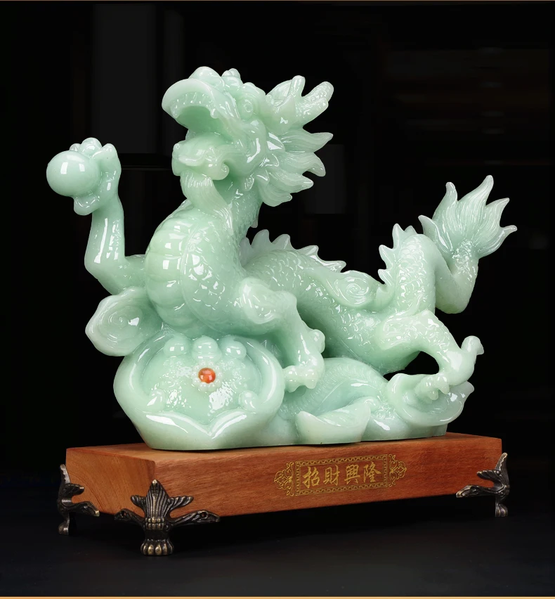 Lucky Feng Shui Dragon Ornaments Jade Stone Crafts Auspicious Desktop Decorations for Office Home Living Room 8