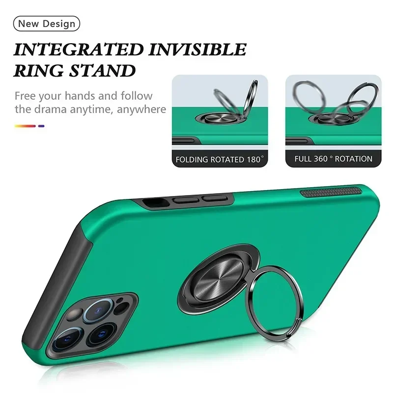 Magnetic Ring Holder Phone Case - Hard Shell Protective Cover
