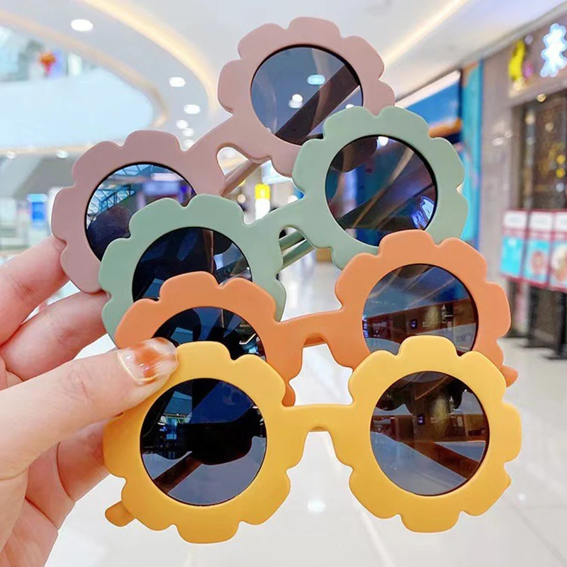 New Tire Flower Round Frame Sun Glasses Cute Decorative Girls Boys Children Kids Outdoor Sun Protection Eyeglasses children sunglasses kids glasses frame
