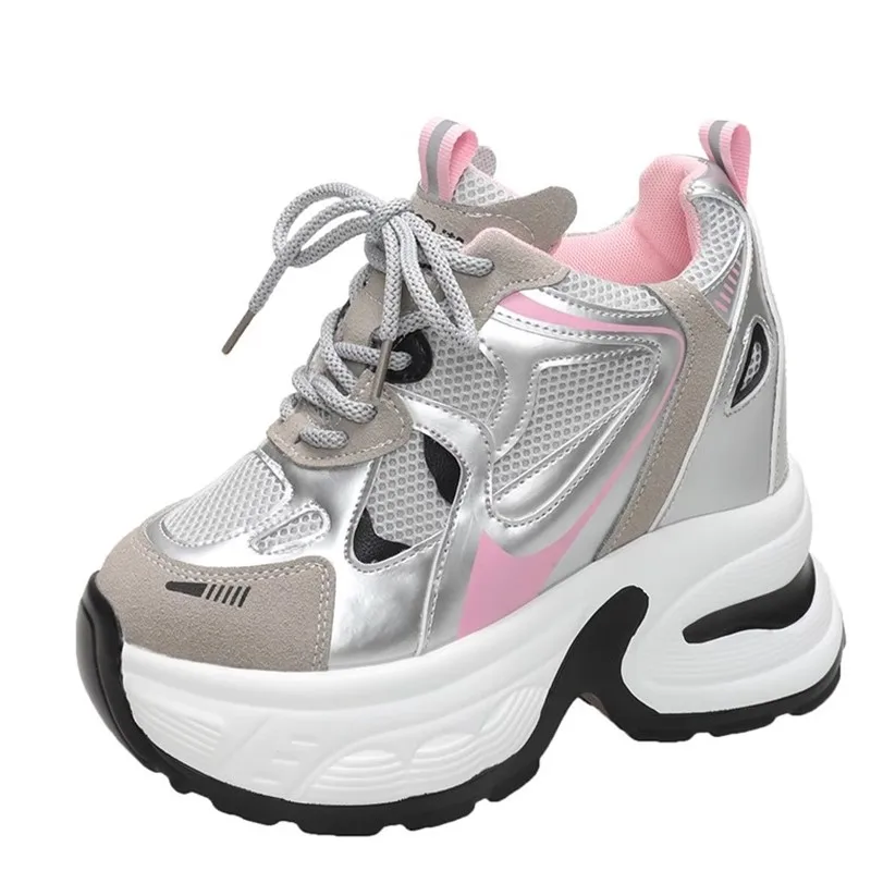 Casual Comfy Gradient Pink Breathable Mesh Platform Sport Shoes DD1005