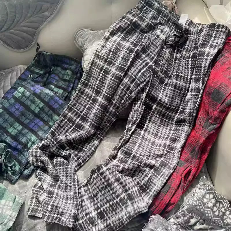 Couple Trousers Fleece Spring Autumn Men Lounge Pajama Sleep Pants