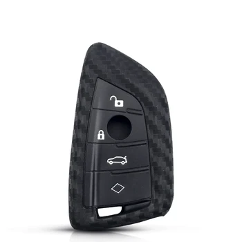 Cover chiave telecomando per BMW X5 X6 F16 F15 5 Serie 2014- - KEYYOU di Carbonio Pelle Della Copertura Della Cassa Del Silicone di Chiave Dell automobile Per
