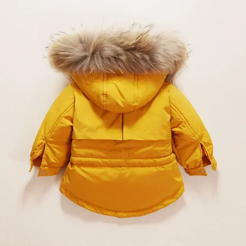 Winter Children Clothing Set Baby Boy Girl Clothes Warm Down Jacket Coat Jumpsuit Snowsuit Kids Parka Real Fur Overalls Overcoat