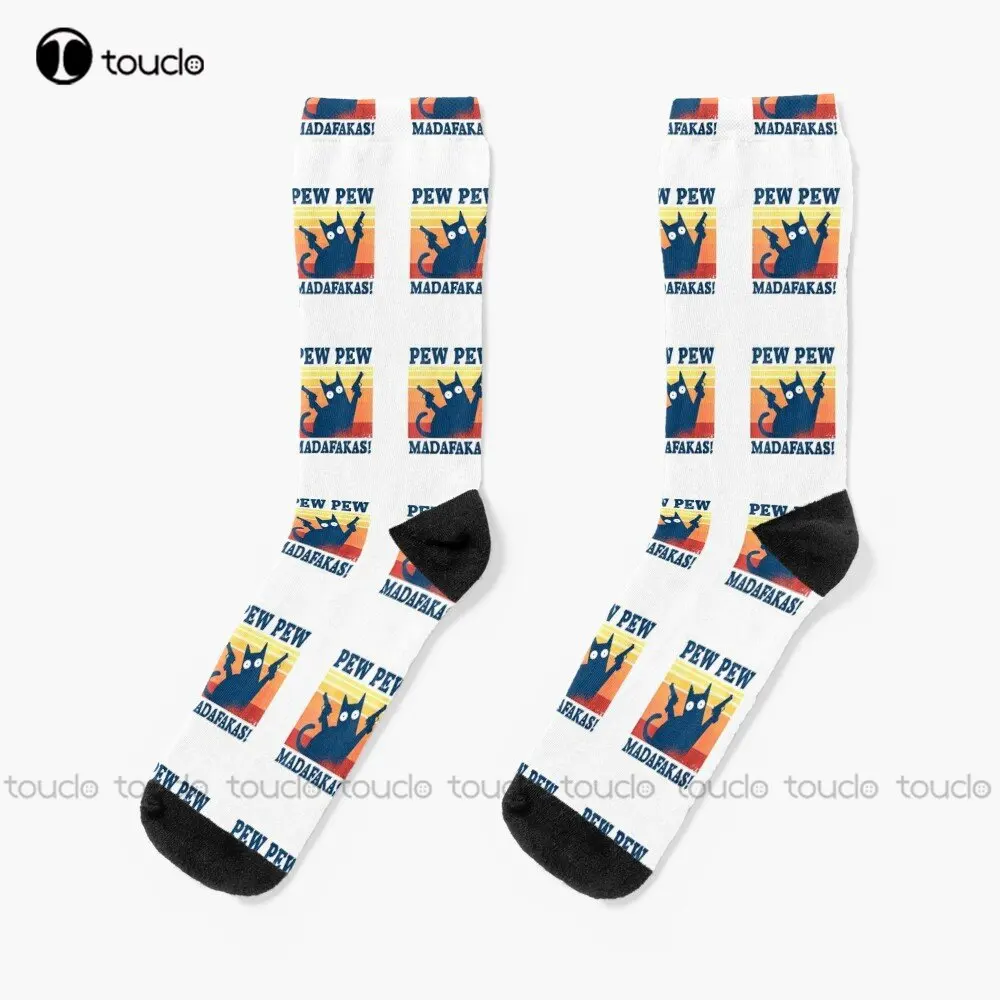 

Pew Pew Madafakas Socks White Long Socks Personalized Custom Unisex Adult Teen Youth Socks Street Skateboard Socks Custom Gift