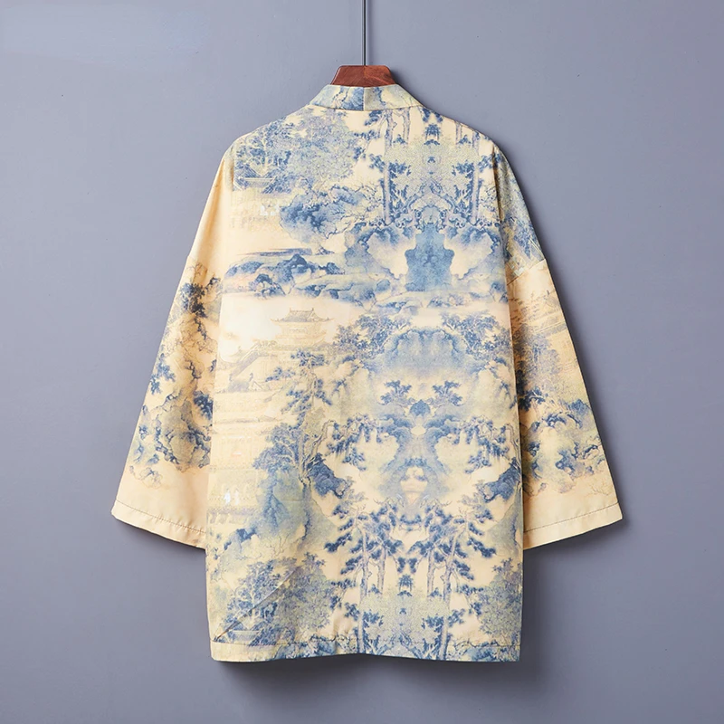Japanese Kimono Cardigan Men Yukata Traditional Beach Coat