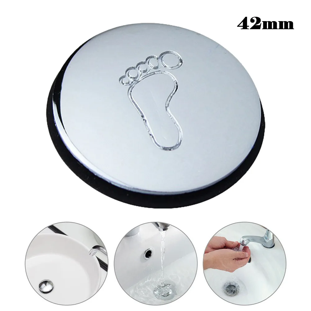 Sink Hole Cover 38mm Metal Chrome Sink Plug Cover Kitchen Bathroom Basin Trim Bath Sink Hole Overflow Cap Waste Plug Cap Easy Pop-Up sink hole cover