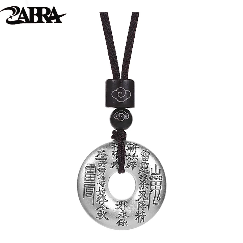 999 Pure Silver Mountain Ghost Money Safety Buckle Pendant For Men National Style Bagua Brand Necklace Pendant ZABRA