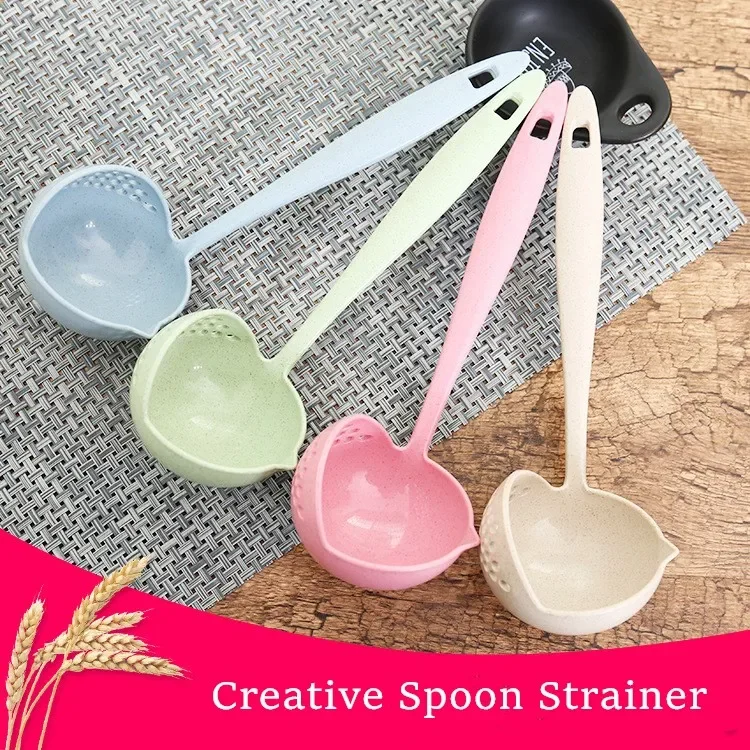 Creative Practical 2-in-1 Kitchen Spoon Long Handle Plastic Colander Filter Mesh Tableware Hot Pot Spoons Kitchens Accessories