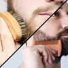 Men's Shaving Brush Set Boar Bristle Portable Barber Natural Beard Brush Comb Scissors for Facial Cleaning Styling Tool 3