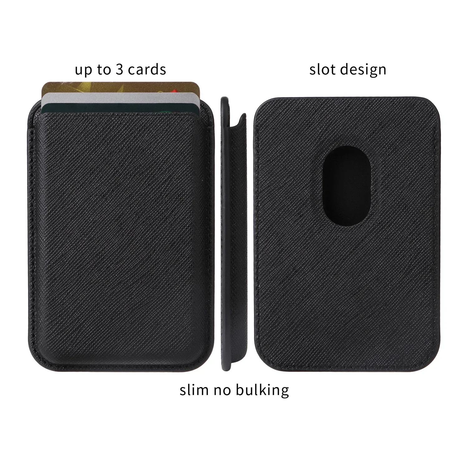 High-End Business Minimalist Saffiano Leather MagSafe Card Wallet Case