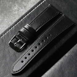 Handmade Italian Cowhide Leather Strap - Vintage Black & Blue - Green Quick Release Bracelet - 22mm (B  Silver Buckle)