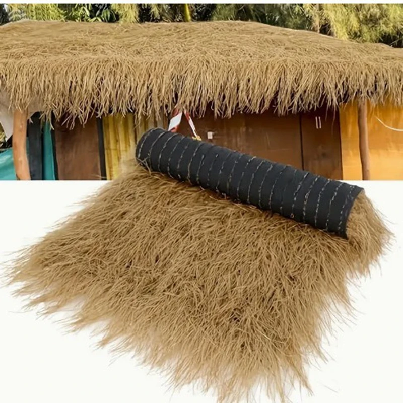 100X100cm Outdoor Lawn Simulation Thatched Artificial Straw Roof Decoration Thatched Carpet Eaves Decoration Scenic Area House