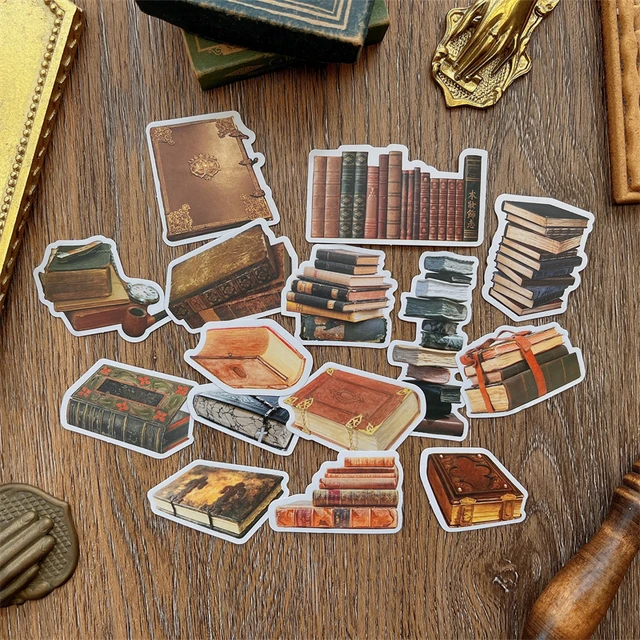 15pcs Vintage Book Stickers Junk Journal Decorative Waterproof Book Dark  Antique Sticker Collage DIY Album Scrapbooking Material - AliExpress