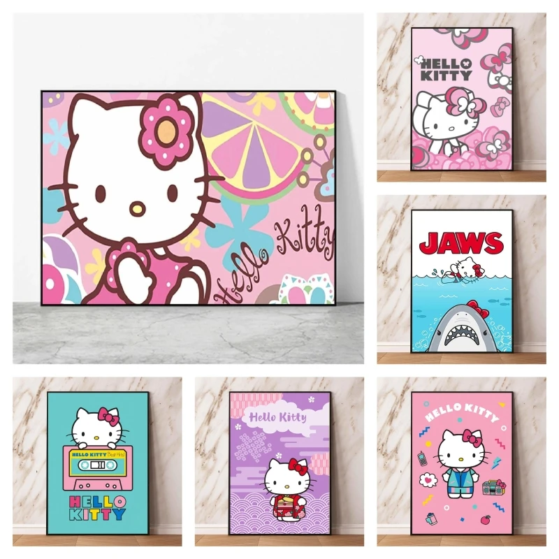 

Sanriocanvas Hd Prints Hello Kittys Children Gifts Modular Painting Children's Bedroom Decor Decorative Decoration Paintings