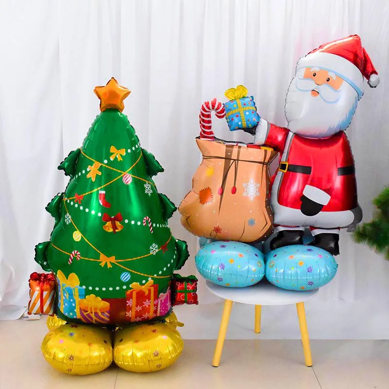 Christmas Standing Snowman Santa Claus Balloon Xmas Nutcracker Soldier Ball 2024 New Year Party Christmas Home Decoration 2023