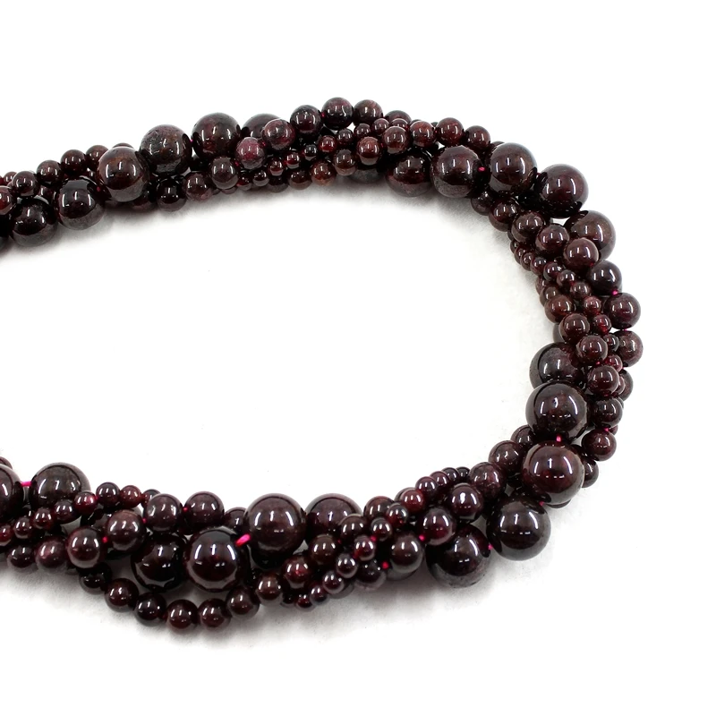 Natural Red Garnet Round Loose Stone Beads 4/5/6/7/8/9/10/11/12MM For Jewelry Making DIY Bracelets Necklace Accessories 15Inch