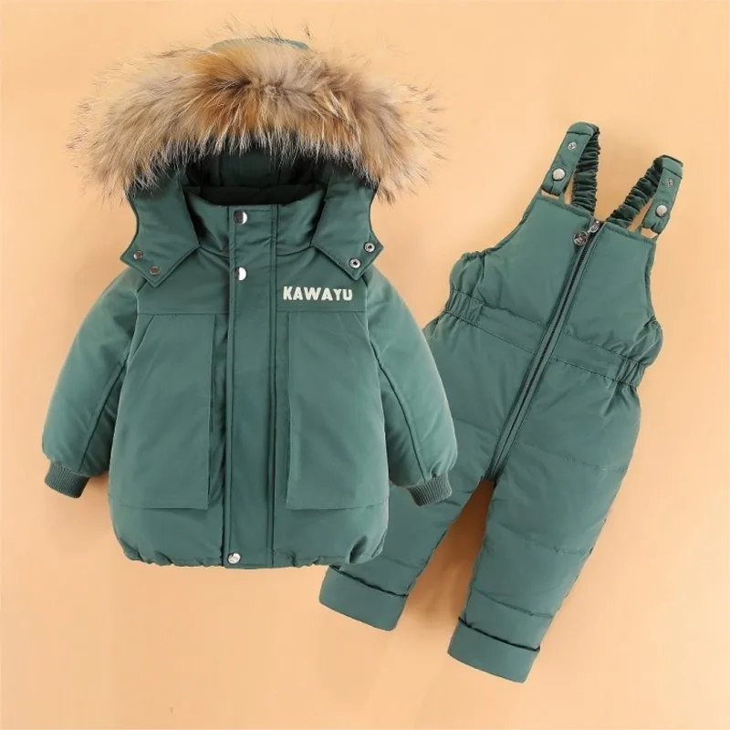 Winter Snowsuit Hooded Down Jacket and Overalls 1