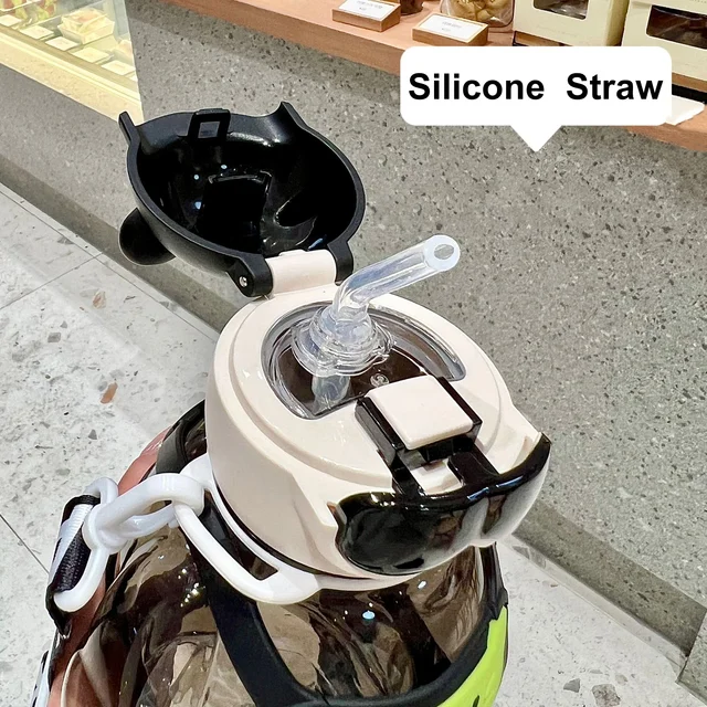 850ml Sports Water Bottle With Straw Large Capacity Plastic Water Cup For Travel Portable Backpack Kettle Children Cup BPA Free 5