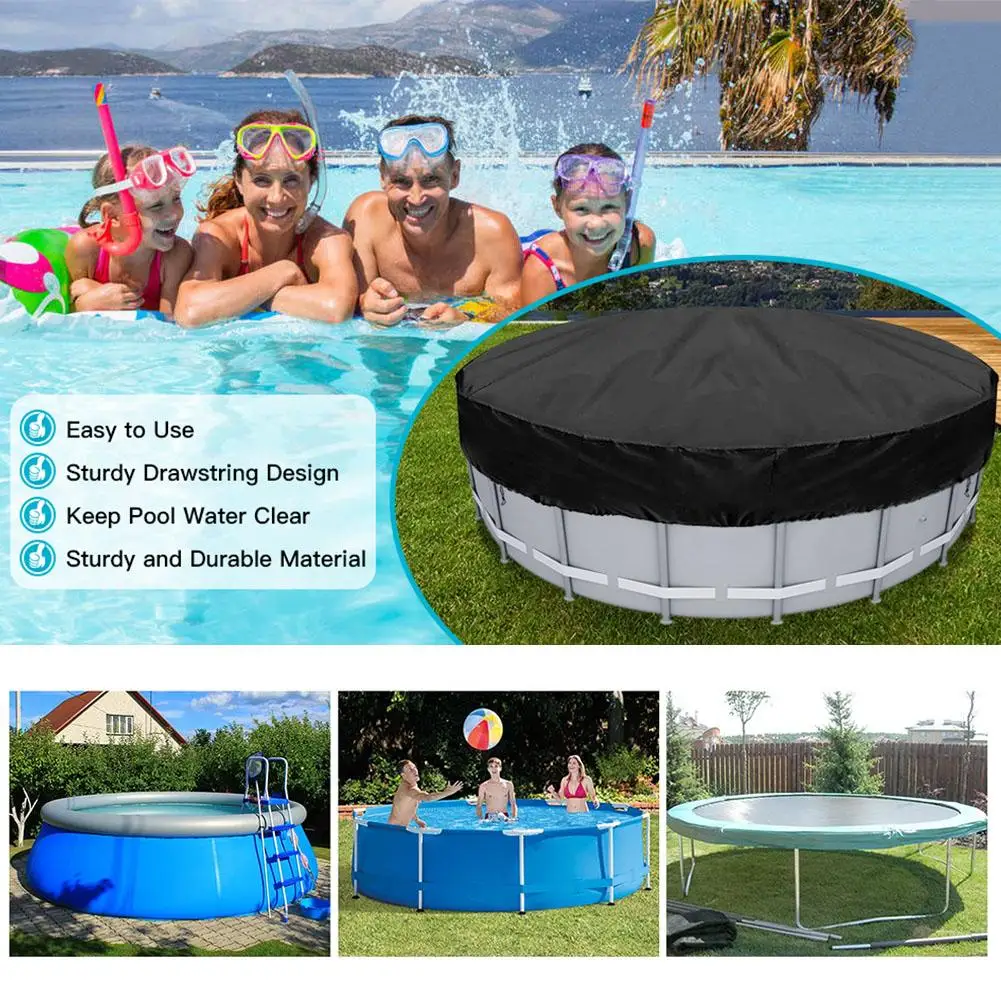 

6/8/10/12/15FT Round Pool Cover Above Ground Safety Swimming Pool Covers Waterproof Pool Blanket Cover for Round Inflatable Z0X9