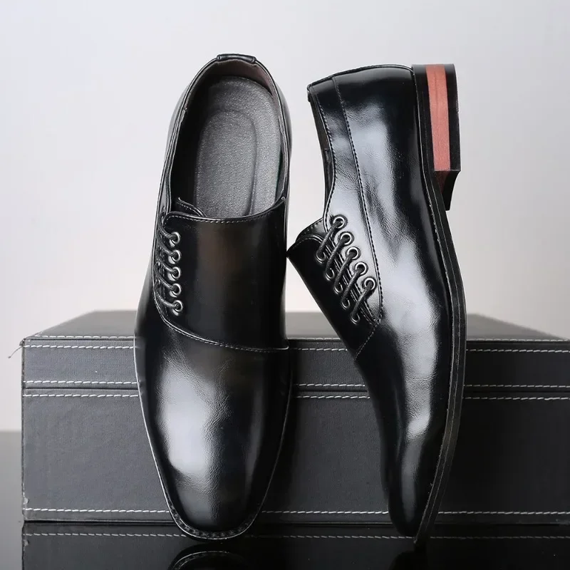 Business Dress Men Shoes Square Toe Leather Shoes Party Wedding Men Quality Gentleman Shoess 48 Casual Man Office