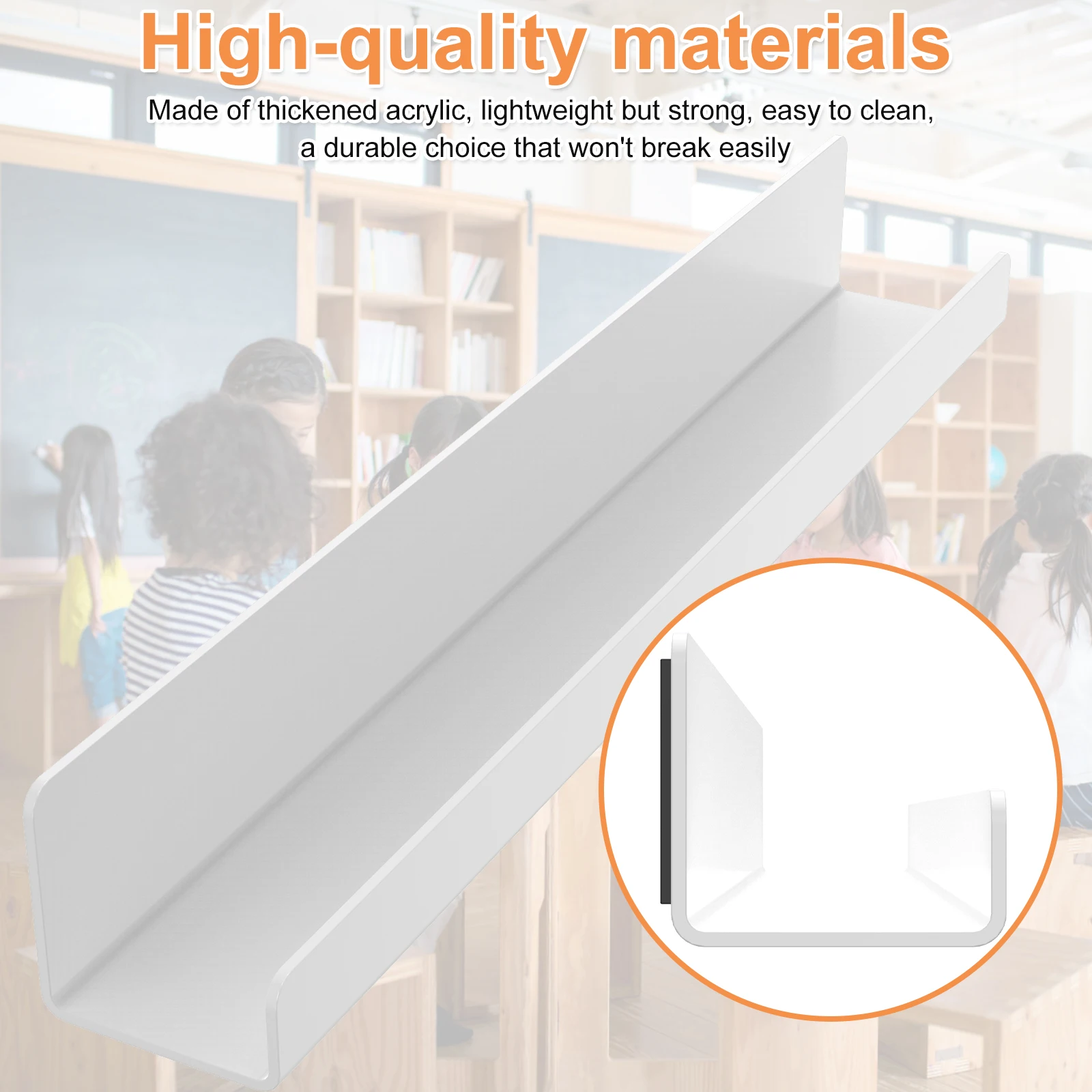 2/4Pcs Magnetic Book Shelf Acrylic Floating Book Display Shelf Whiteboard Ruler Pen Storager Rack for Kids Room Classroom Fridge