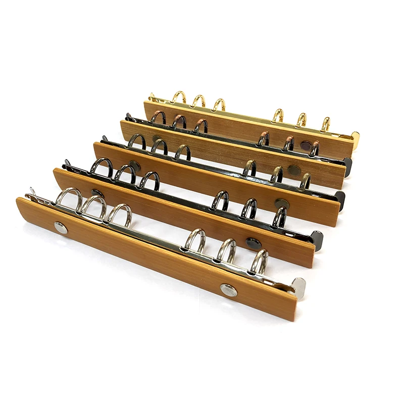 A6 Detachable Buckle Loose-leaf Binder Strip Bamboo Back Panel 6 Holes Metal Ring Binder Clips Data Book Album Notebook